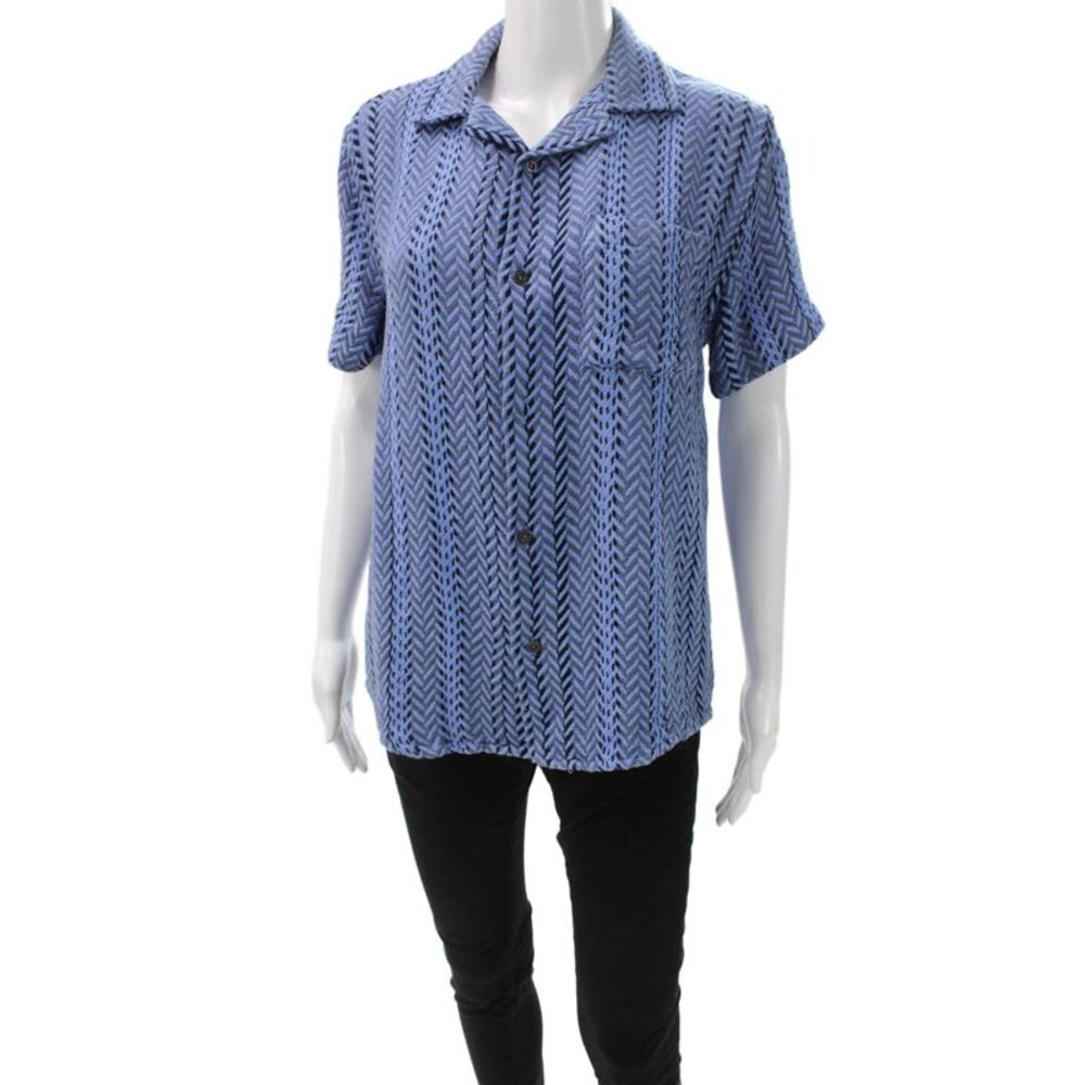 Corridor Mens Buttoned Down Herringbone Cotton Short Sleeve Shirt Size XS